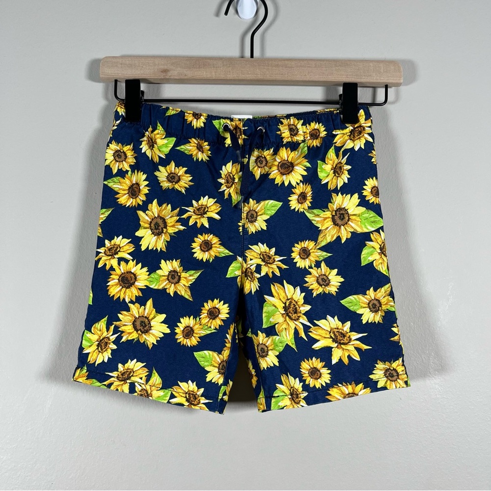 Peyton & Parker Navy Blue Sunflower Print Swim Shorts Boy’s Size 4T
